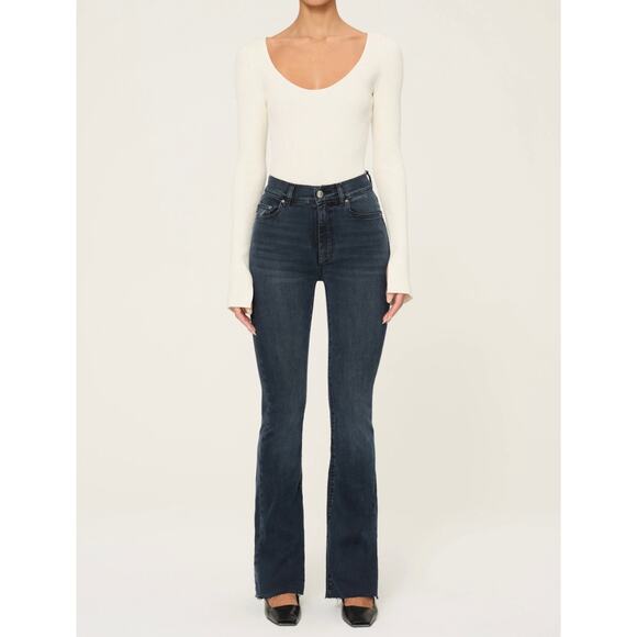 DL1961 Denim Jeans Bridget Boot Cut 31.5” Raw Hem Charcoal Grecian 30 Flare - Picture 1 of 11